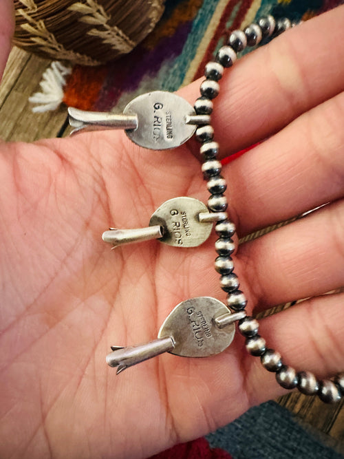 Handcrafted 3mm Sterling Silver Pearl & Multi Stone Blossom Stretch Bracelet