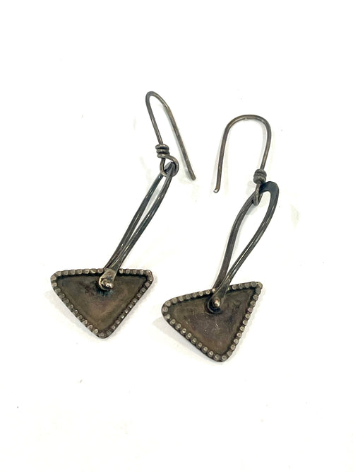 Vintage Handmade Copper Triangle Dangle Earrings