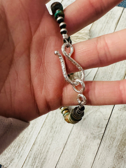 Navajo Chunky Royston Turquoise & Sterling Silver Beaded Necklace 18”