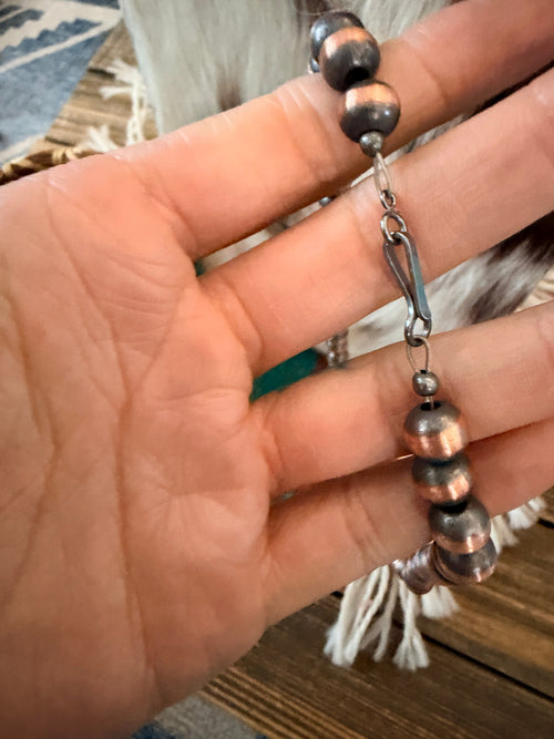 Handcrafted Turquoise & 8mm Copper Beaded Necklace