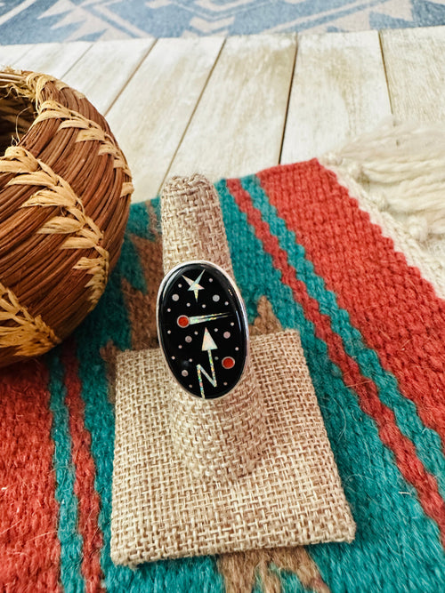 Handcrafted Multi Stone & Sterling Silver Inlay Starry Night Ring by Matthew Jack