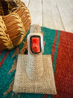 Old Pawn Navajo Sterling Silver & Coral Ring Size 5