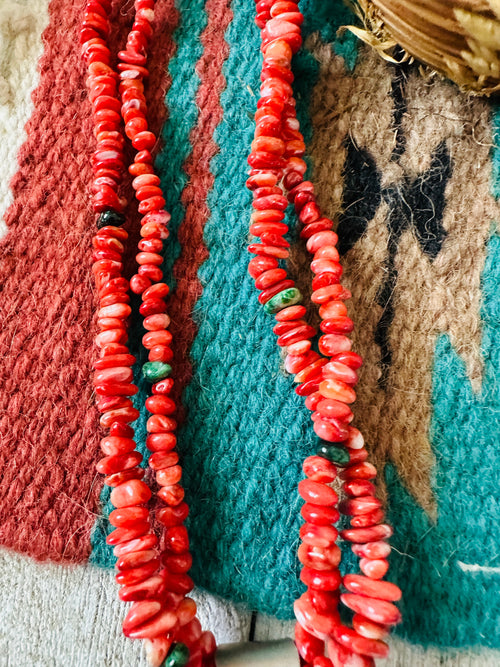 Handcrafted Sterling Silver, Spiny & Turquoise Cluster Beaded Necklace