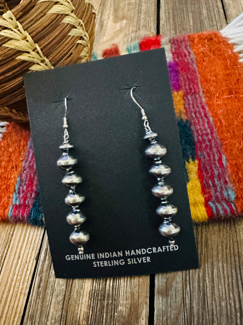 Handcrafted Sterling Silver Pearl Beaded Dangle Earrings