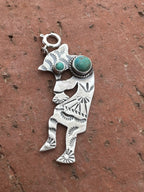 Handmade Sterling Silver and Two Stone Turquoise Kachina Charm