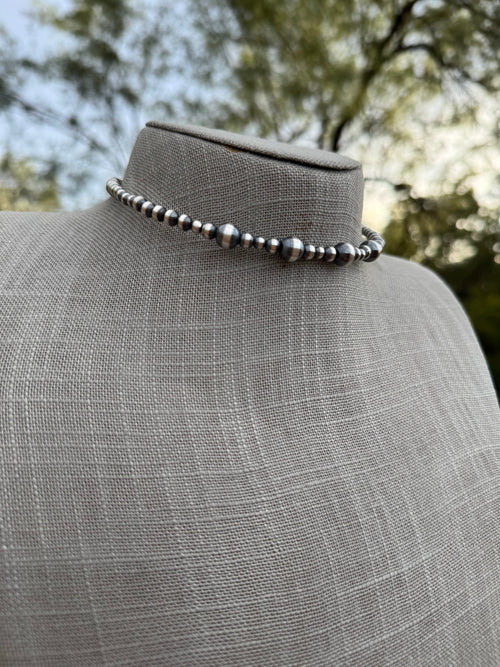 Handcrafted Sterling Silver Beaded Wrap Choker Necklace
