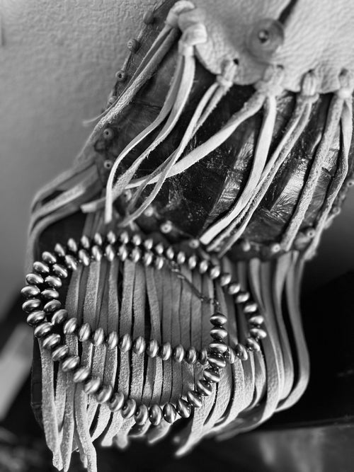 Vinita Cowboy Handcrafted 11.5mm Sterling Silver Saucer Pearl Beaded Necklace, Multiple Lengths