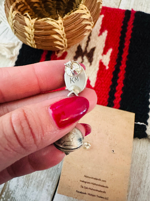 Handcrafted Turquoise, Coral & Sterling Silver Beaded Dangle Earrings