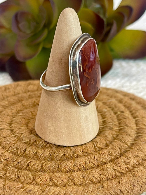 Old Pawn Vintage Sterling Silver & Carnelian Agate Sz 10.25 Ring