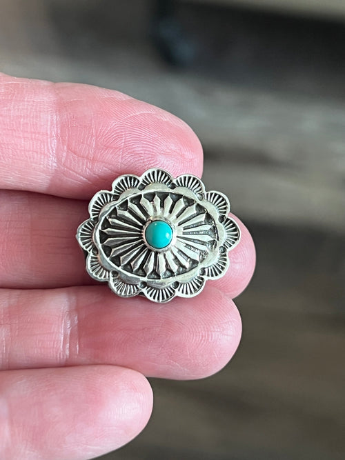 Sterling Silver and Kingman Turquoise Traditional Style Concho Slide, Round
