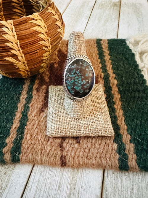 Old Pawn Handcrafted Sterling Silver & Kingman Web Turquoise Men’s Ring Size 8.5