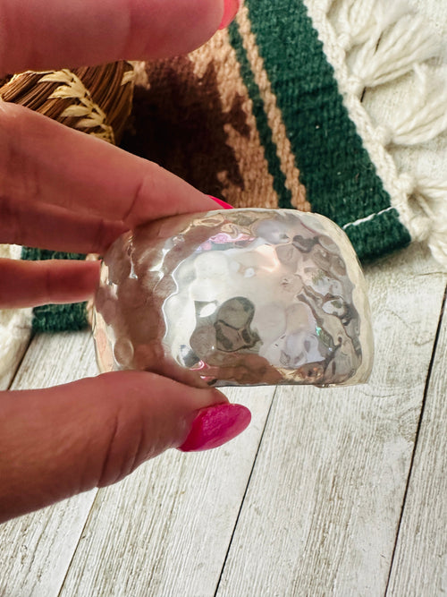 Handcrafted Old Pawn Hammered Sterling Silver Cluster Cuff Bracelet