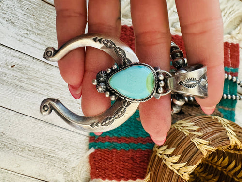 Handcrafted Sterling Silver & Turquoise Beaded Naja Necklace