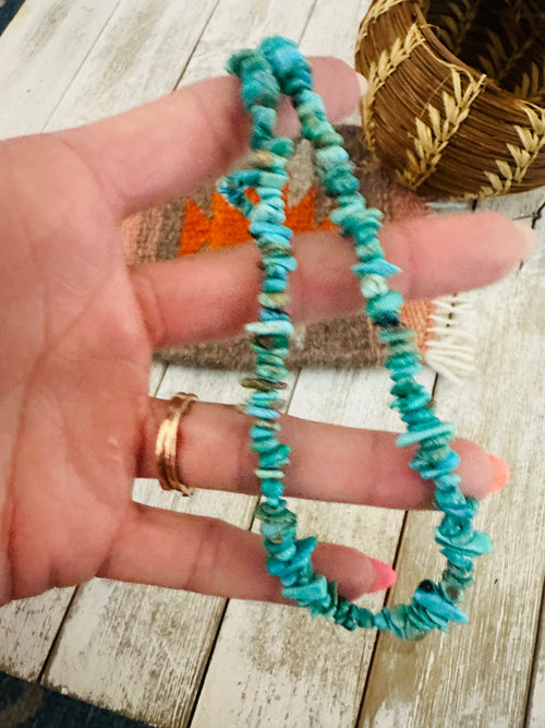 Handcrafted Turquoise & Sterling Silver 16” Beaded Necklace