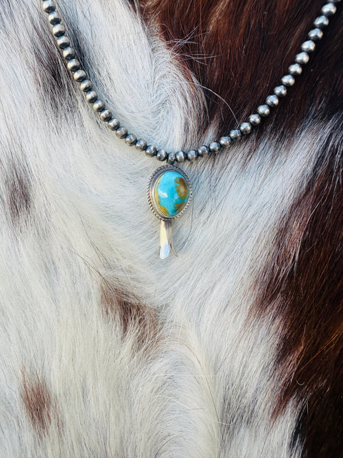 Handcrafted Turquoise & Sterling Silver Beaded Blossom Necklace