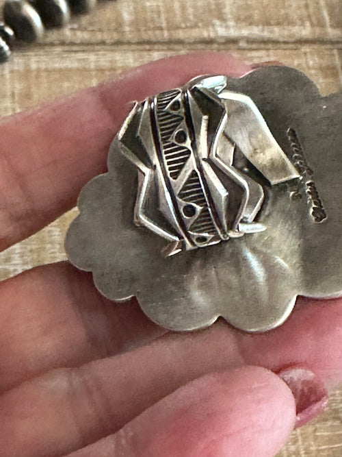 Charles Johnson Navajo Ribbon Turquoise & Sterling Silver Necklace, Bracelet and Ring Set Signed