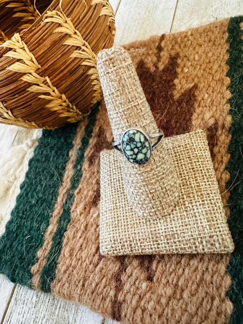 Old Pawn Navajo Sterling Silver & Turquoise Ring Size 8.25