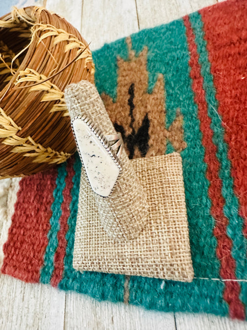 Old Pawn Navajo Sterling Silver & White Buffalo Ring