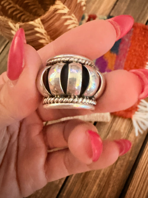 Old Pawn Handcrafted Rolled Sterling Silver Band Ring Size 6