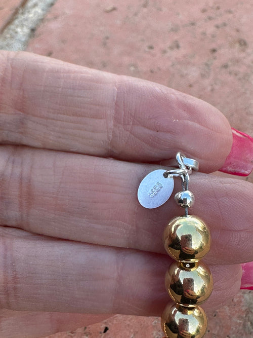 Handcrafted 14kt Gold Overlay & Sterling Silver Beaded 8mm Necklace