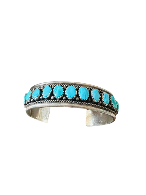 Old Pawn Navajo Sterling Silver & Turquoise Cuff Bracelet /