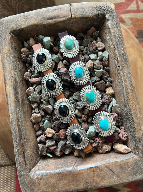 Sterling Silver and Oval Kingman Turquoise Concho Slide