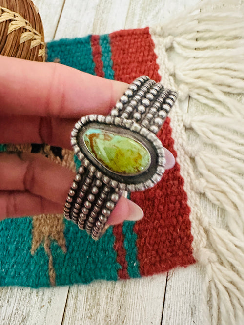 Handcrafted Old Pawn Turquoise & Sterling Silver Cuff Bracelet