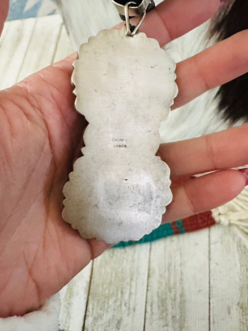 Handcrafted Vintage Old Pawn Turquoise, Spiny & Sterling Silver Beaded Necklace and Earring Set