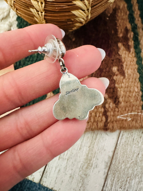 Old Pawn Handcrafted Sterling Silver and Orange Spiny Dangle Earrings