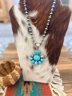 Handcrafted Turquoise & Sterling Silver Cluster Beaded Necklace