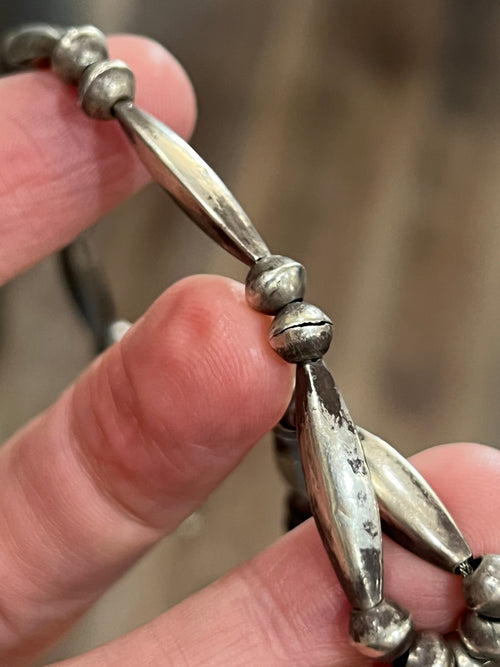 Vintage Navajo Sterling Silver and Turquoise Bead Necklace