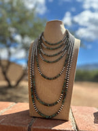 Handcrafted 6mm Sterling Silver Pearls with Royston Turquoise