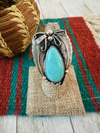 Old Pawn Navajo Sterling Silver & Turquoise Ring Size 7