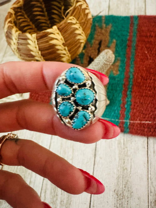 Handcrafted Sterling Silver & Turquoise Cluster Ring