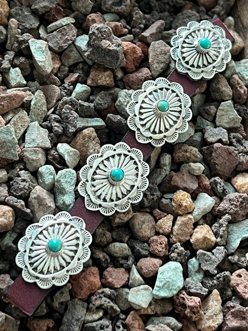 Sterling Silver and Kingman Turquoise Traditional Style Concho Slide, Round