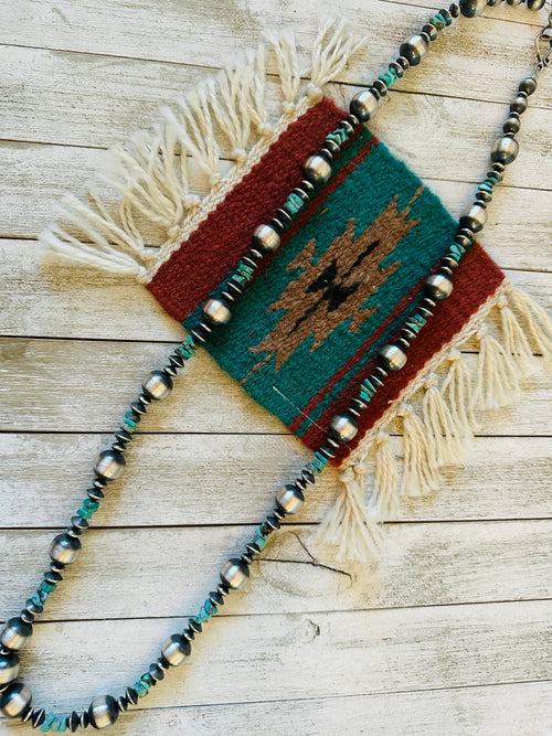 Navajo Turquoise & Sterling Silver Pearl Beaded Necklace