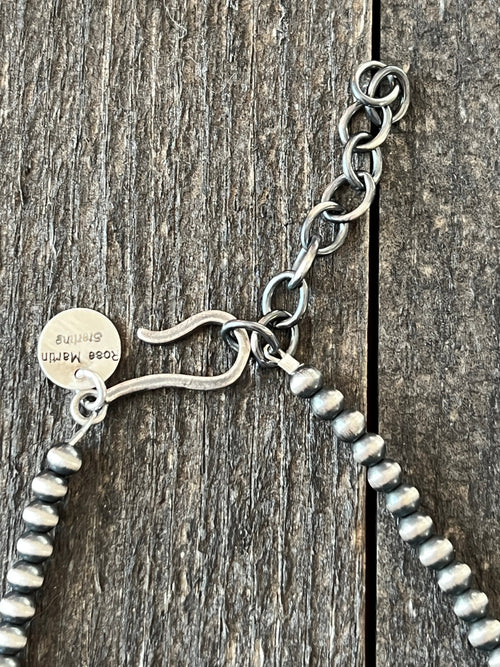 Handcrafted Electric Rainbow Sterling Silver, Turquoise and Spiny Oyster Single Strand Beaded Necklace by Rose Martin, 16 + 2 Inches