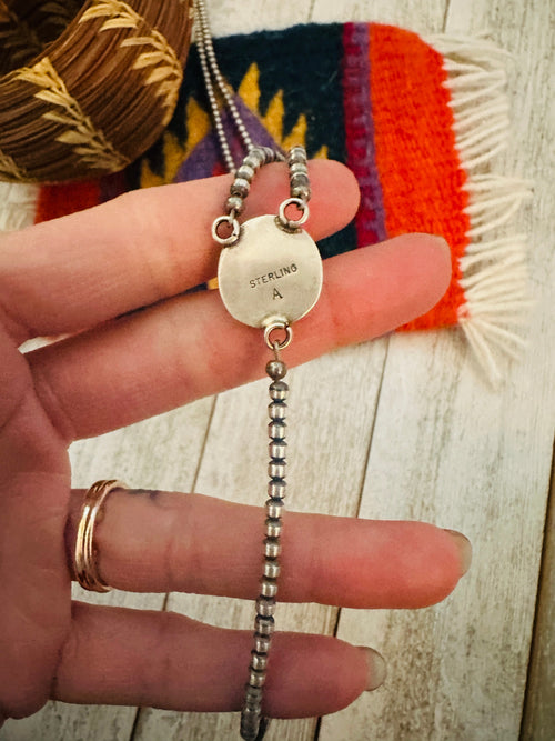 Handcrafted Turquoise & Sterling Silver Beaded Lariat Necklace