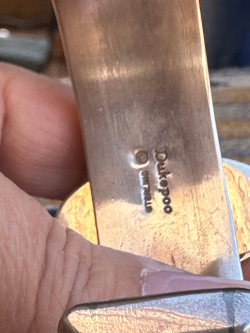 Old Pawn Lapis and Malachite Inlay Cuff by artists Michael and Causandra Dukepoo /