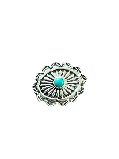 Sterling Silver and Kingman Turquoise Traditional Style Concho Slide, Round