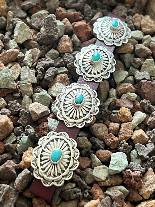 Sterling Silver and Kingman Turquoise Traditional Style Concho Slide, Oval