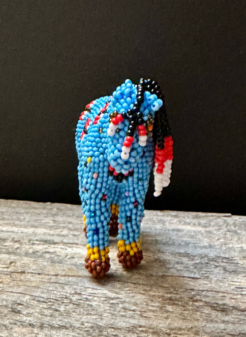Handmade Peyote Stitched Horse Figurine- Blue 1