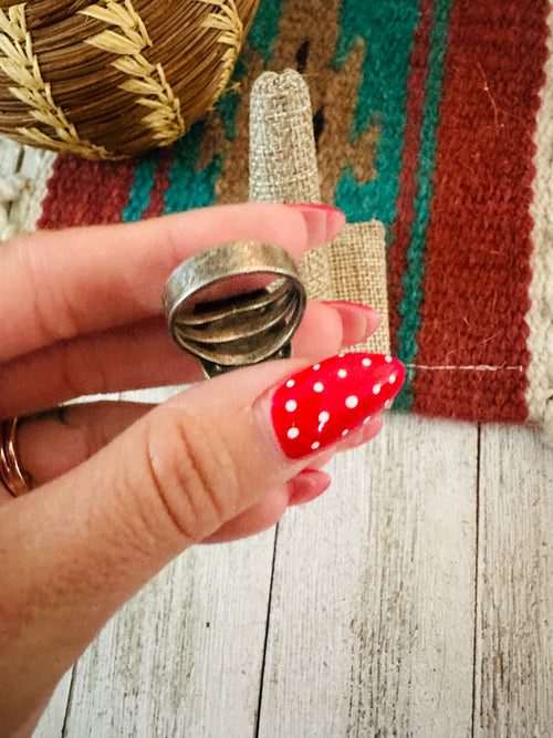 Old Pawn Navajo Hand Stamped Sterling Silver Ring Size 6