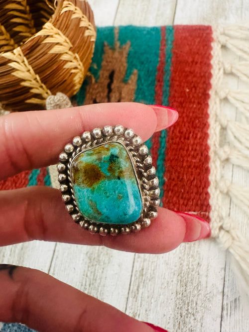 Old Pawn Navajo Sterling Silver & Turquoise Ring Size 6.5
