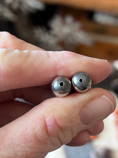Handmade Stamped Sterling Silver Barrel Beads, Sunrise