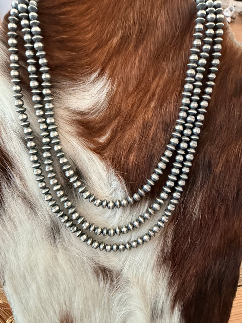 Handcrafted 5mm Sterling Silver Pearl Beaded Necklace