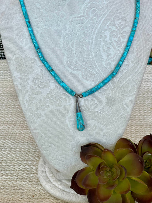 Vintage Old Pawn Turquoise and Sterling Silver Necklace