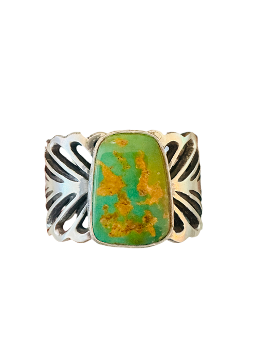 Old Pawn Navajo Sterling Silver & Royston Turquoise Cuff Bracelet