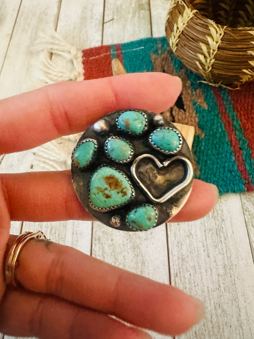 Old Pawn Navajo Sterling Silver & Turquoise Ring Size 5