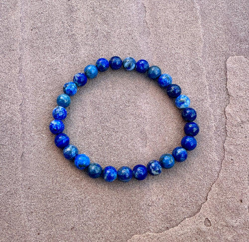 Lapis Beaded Stretch Bracelet 7mm